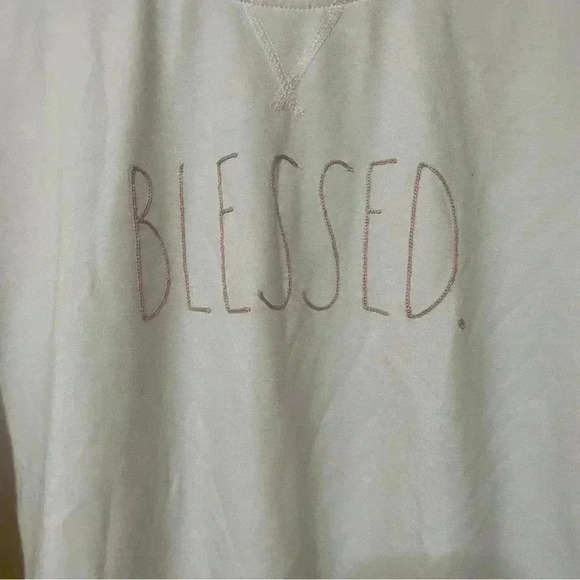 Rae Dunn Women’s Small Sea Salt Drop Shoulder “BLESSED” Graphic Sweatshirt NWT - Picture 6 of 6